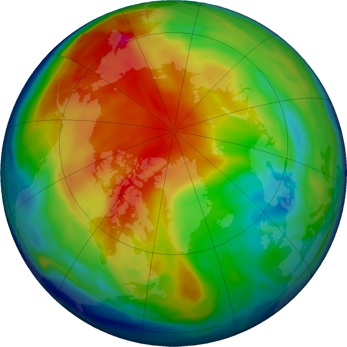 Arctic ozone map for 03 January 2019